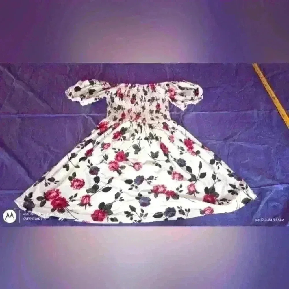 off the shoulder rose floral sun dress